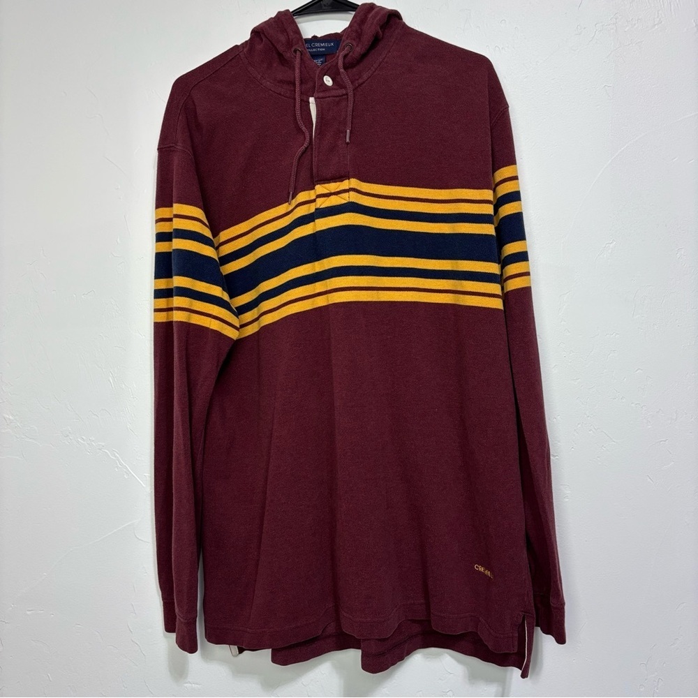 Daniel Cremieux Collection Y2K VTG 100% Cotton Striped Long Sleeve Hooded Large